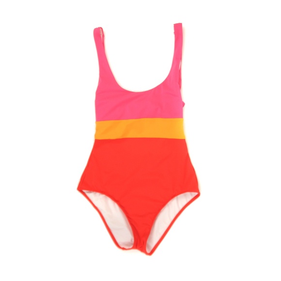 pink striped bathing suit
